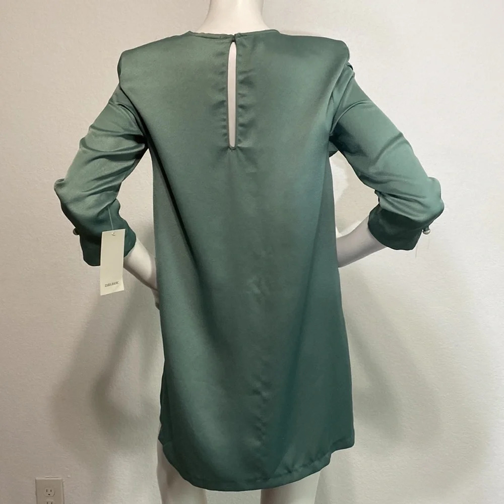 Zara Green Mini Dress with Ruffle Detail - Picture 7 of 10